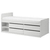 SLAKT Кровать с ящиками белый 90x200 см. IKEA