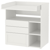 SMASTAD Пеленальный столик, белый с белой рамой/3 ящика, 90x79x100 см. IKEA 393.922.43