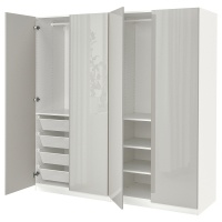 PAX/FARDAL шкаф, белый / глянцевый светло-серый, 200x60x201 см PAX/FARDAL шкаф, белый / глянцевый светло-серый, 200x60x201 см