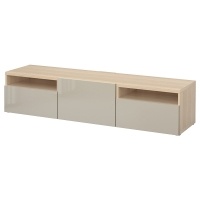 BESTA IKEA 893.990.82 Тумба ТВ 180x42x39 см дуб отб./Selsviken глянцевый бежевый