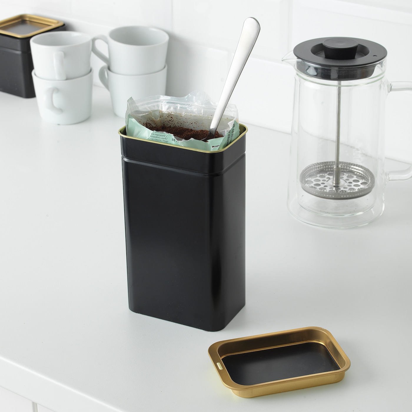 BLOMNING IKEA 003.732.07 Банка для кофе/чая (11x7x20 см.) металл черный