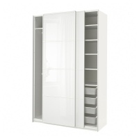 PAX / FARVIK комбинированный шкаф, белый / белое стекло, 150x66x236 см PAX / FARVIK комбинированный шкаф, белый / белое стекло, 150x66x236 см