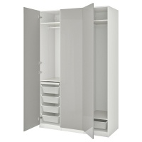 PAX / FARDAL Шкаф 150x60x236 см Белый/Глянцевый светло-серый 150x60x236 см