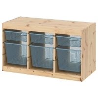 TROFAST Стеллаж с ящиками сосна светлая беленая/серо-голубой 93x44x52 см IKEA