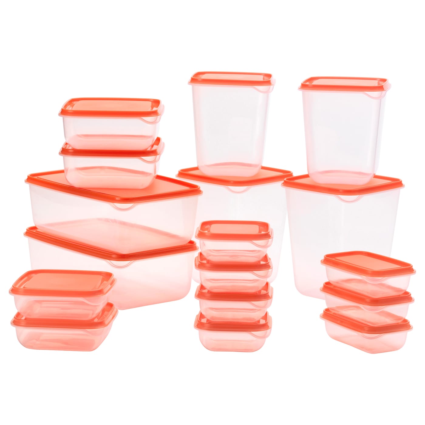 PRUTA IKEA 802.515.51 Контейнеры 17 шт пищевые прозрачный/оранжевый