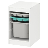 TROFAST Kmb Стеллаж с ящиками 794.803.89 бело-серый/бирюзовый 34x44x56 см IKEA