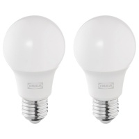 SOLHETTA IKEA 305.099.78 Лампочка светодиодная 2 шт. белый опаловый шар E27 806 люмен 4000 Кельвин