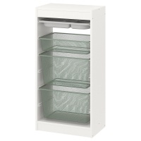 TROFAST Kmb Стеллаж с ящиками бело-серый/светло-серый 46x30x94 см IKEA 