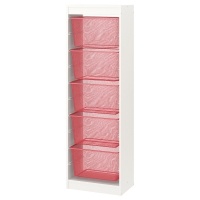 TROFAST Стеллаж с ящиками белый/светло-красный 46x30x145 см IKEA
