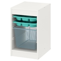 TROFAST Kmb Стеллаж с ящиками бирюзово-белый/сланцево-синий 34x44x56 см IKEA
