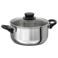 ANNONS IKEA 802.984.74 Кастрюля с крышкой 2.8 л. стекло / нерж. сталь