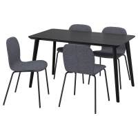LISABO / KARLPETTER Стол и 4 стула 895.167.69 Чёрный/Гуннаред серый 140x78 см. IKEA
