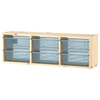 TROFAST Навесная полка сосна светлая беленая/серо-голубая 93x21x30 см IKEA