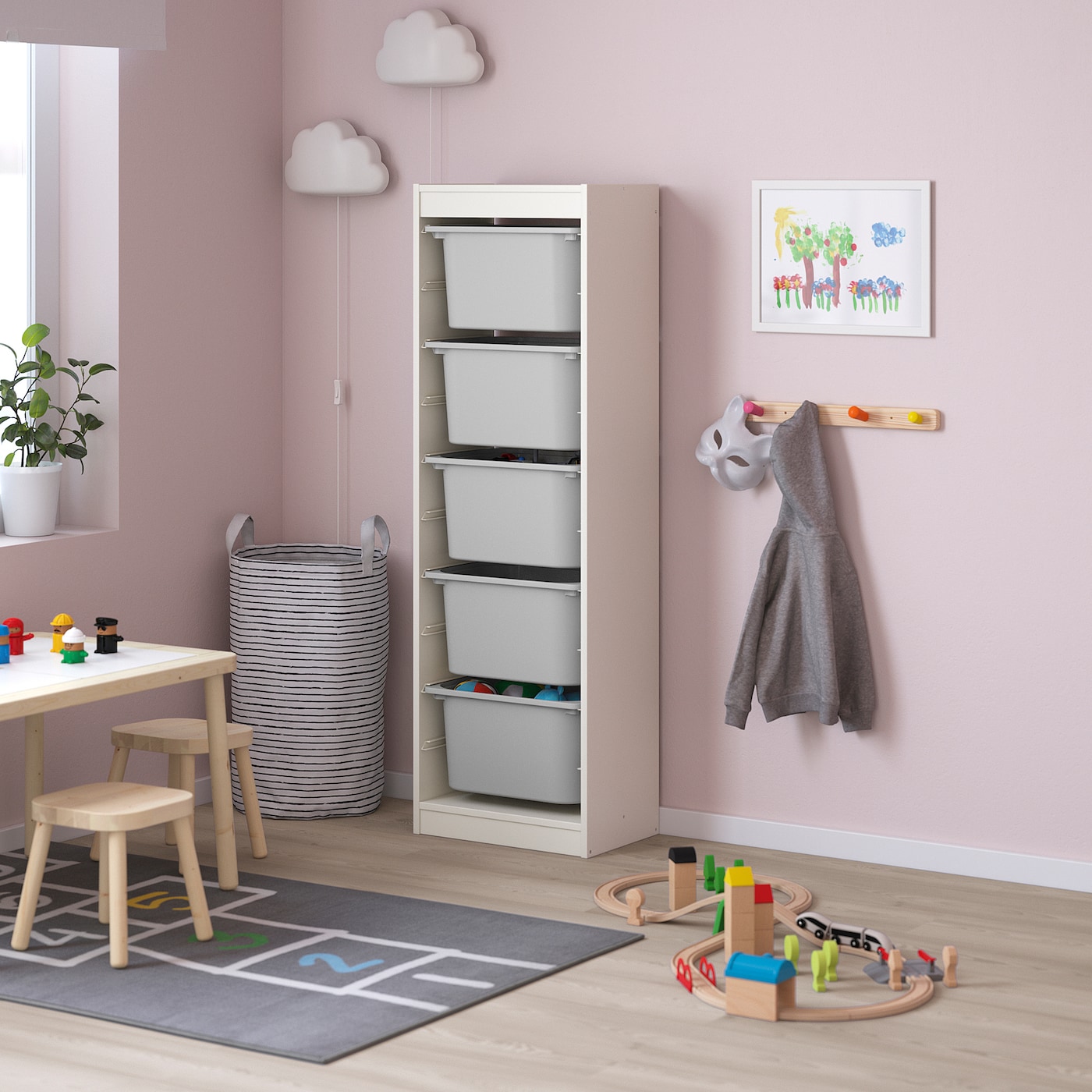 TROFAST IKEA 995.333.20 Стеллаж с контейнерами 46x30x145 см белый / серый