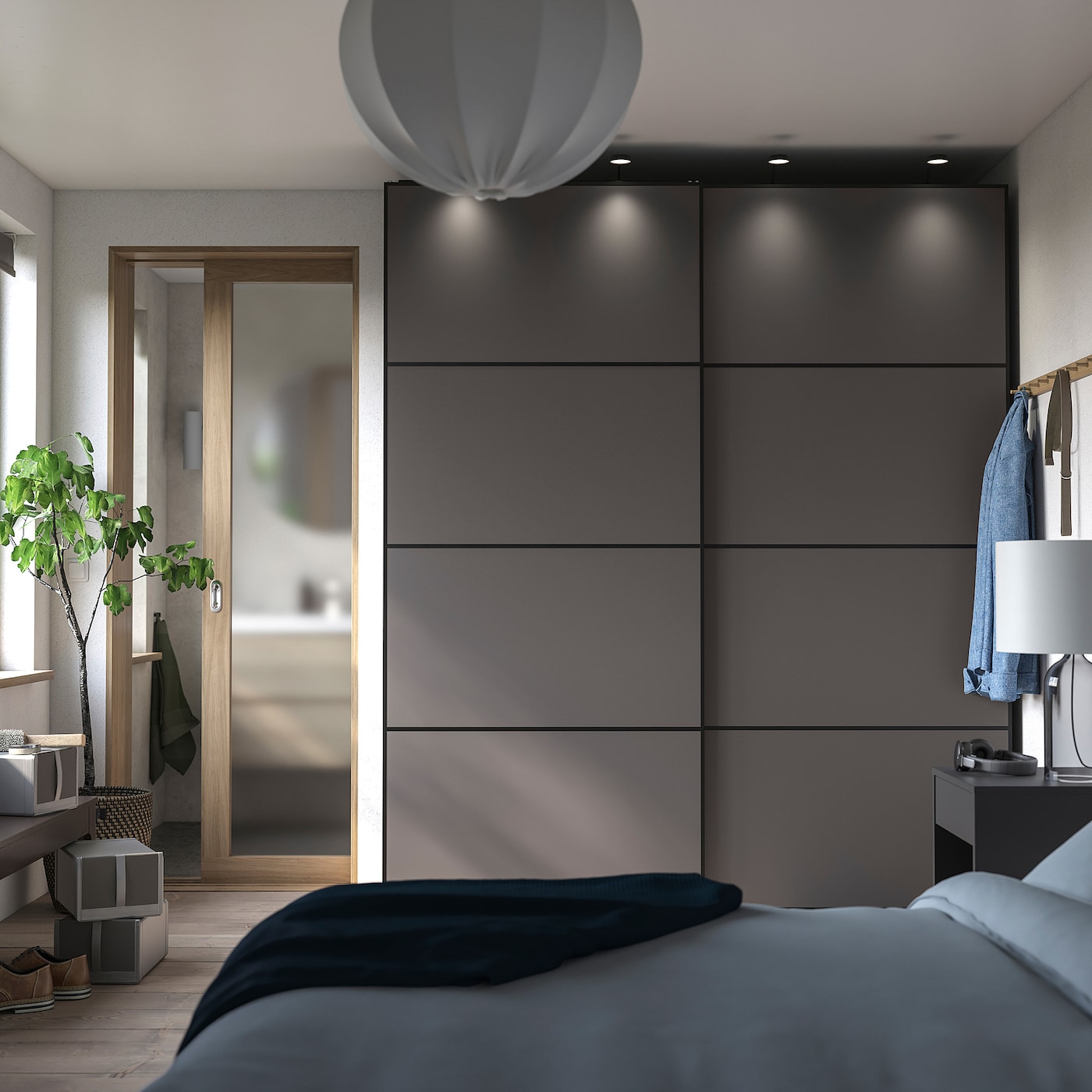 PAX / MEHAMN Шкаф, темно-серый / 2str темно-серый, 200x66x236 см