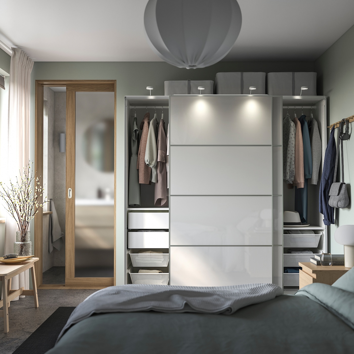 PAX / HOKKSUND IKEA 694.332.99 Шкаф 200x66x201 см белый / глянцевый светло-серый