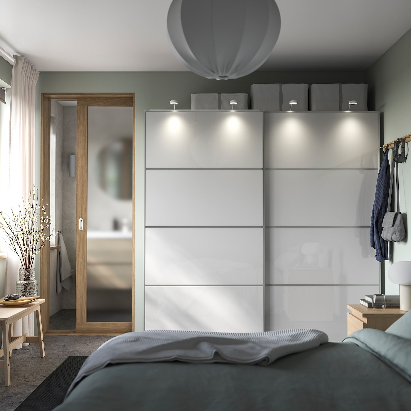 PAX / HOKKSUND IKEA 694.332.99 Шкаф 200x66x201 см белый / глянцевый светло-серый