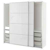 PAX / HOKKSUND IKEA 694.332.99 Шкаф 200x66x201 см белый / глянцевый светло-серый PAX / HOKKSUND IKEA 694.332.99 Шкаф 200x66x201 см белый / глянцевый светло-серый