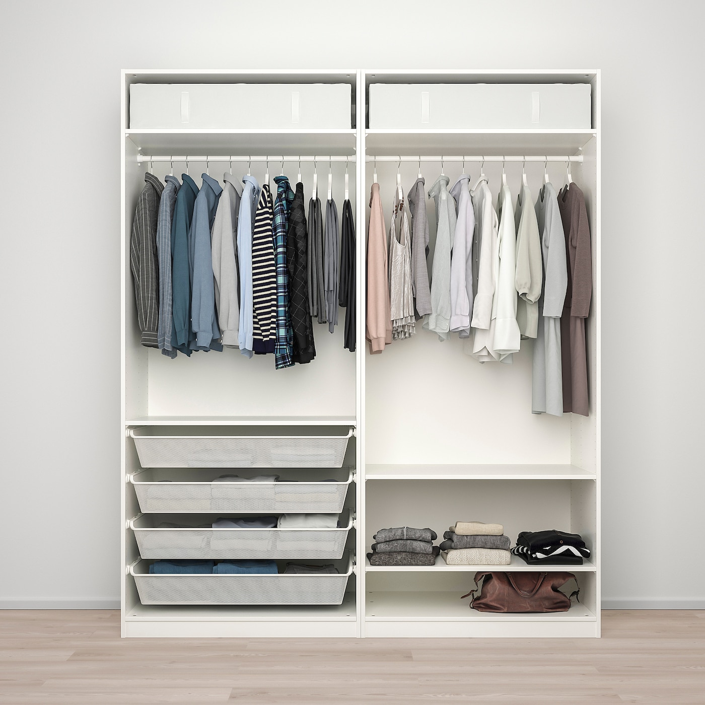 PAX / FARDAL/AHEIM Комбинация шкафов, глянцевый белый / зеркальный, 200x60x236 см