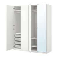 PAX / FARDAL/AHEIM Комбинация шкафов, глянцевый белый / зеркальный, 200x60x236 см PAX / FARDAL/AHEIM Комбинация шкафов, глянцевый белый / зеркальный, 200x60x236 см