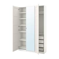 PAX / BERGSBO/AHEIM Комбинированный шкаф, белый/зеркальный, 150x38x236 см PAX / BERGSBO/AHEIM Комбинированный шкаф, белый/зеркальный, 150x38x236 см