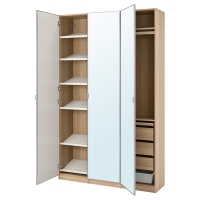 PAX / AHEIM Комбинация шкафа, белый дуб/зеркало, 150x38x236 см PAX / AHEIM Комбинация шкафа, белый дуб/зеркало, 150x38x236 см