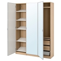 PAX / AHEIM Комбинация шкафа, белый дуб/зеркало, 150x38x201 см PAX / AHEIM Комбинация шкафа, белый дуб/зеркало, 150x38x201 см