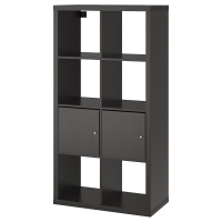 KALLAX 990.174.45 Книжный шкаф с дверью, черно-коричневый, 77x147 см IKEA