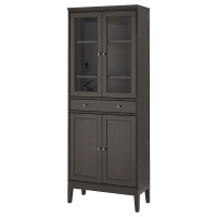 IDANAS IKEA 704.878.37 Шкаф высокий стекл. 1 ящик 81x39x211 см темно-коричневый