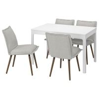 EKEDALEN / KLINTEN IKEA 095.058.97 Стол и 4 стула 120/180 см белый / Киланда светло-бежевый