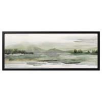 BJORKSTA Картина с рамкой, зеленая природа / черный, 140x56 см