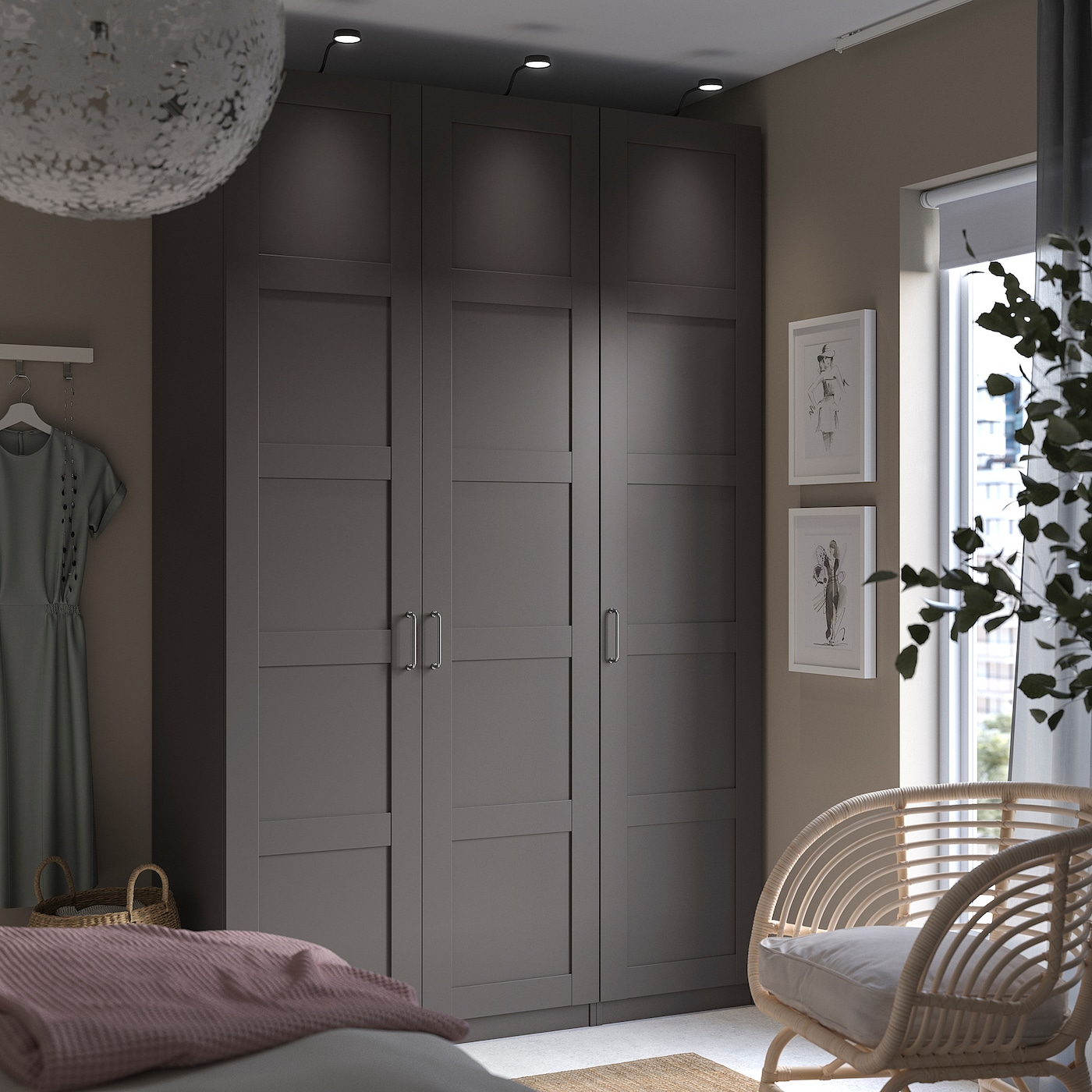 BERGSBO IKEA 194.362.43 Дверь с петлями 50x229 см темно-серый