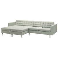 LANDSKRONA Sofa 4 местный с шезлонгом, Gunnared светло-зеленый / металл