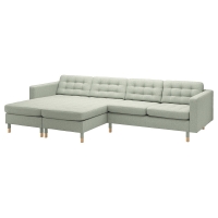 LANDSKRONA Sofa 4 местный с шезлонгом, Gunnared светло-зеленый / Дерево