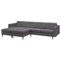 LANDSKRONA Sofa 4 местный с шезлонгом, Gunnared темно-серый / дерево