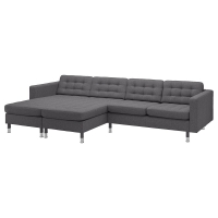 LANDSKRONA Sofa 4 местный с шезлонгом, Gunnared темно-серый / металл