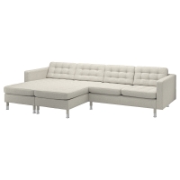 LANDSKRONA Sofa 4 местный с шезлонгом, Gunnared бежевый / металл