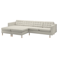 LANDSKRONA Sofa 4 местный с шезлонгом, Gunnared бежевый / дерево