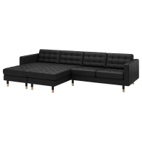 LANDSKRONA Sofa 4 местный с шезлонгом, Grann / Bomstad черный / дерево