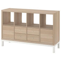 KALLAX IKEA Стеллаж 147x94 см. с опорной рамой 2 дв. / 4 ящ. дуб, окрашенный в белый