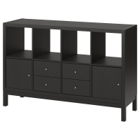 KALLAX IKEA Стеллаж 77x147 см. с опорной рамой 2 дв. / 4 ящ. черно-коричневый