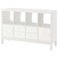 KALLAX IKEA Стеллаж 147x94 см. с опорной рамой, с 2 дверцами / 4 ящиками / белый