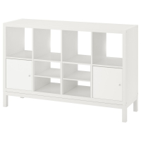 KALLAX 395.529.10 IKEA Стеллаж 147x94 см. с опорной рамой, с 2 дверцами/с 2 вставками с полкой белый