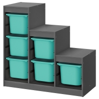 TROFAST IKEA 195.268.61 Стеллаж/контейнеры 99x44x94 см серый/бирюзовый