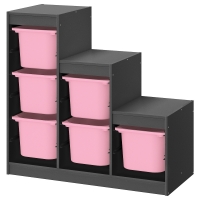 TROFAST IKEA 295.268.65 Стеллаж/контейнеры 99x44x94 см серый/розовый