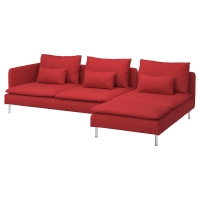 SODERHAMN Sofa 4-osobowa z szezlongiem, Tonerud czerwony