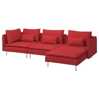 SODERHAMN Sofa 4-osobowa, z szezlongiem/Tonerud czerwony