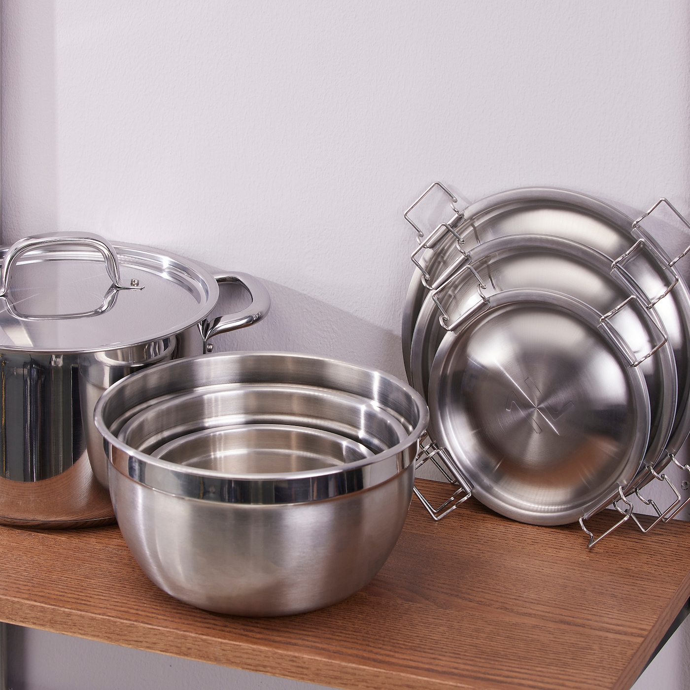 CIKLID IKEA 605.592.74 Миски с крышкой набор 3 шт. нерж. сталь