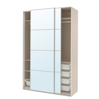 PAX / AULI Szafa z przesuwanymi drzwiami, szarobezowy/lustro, 150x66x236 cm PAX / AULI Szafa z przesuwanymi drzwiami, szarobezowy/lustro, 150x66x236 cm