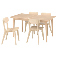 SKANSNAS / LISABO Stół i 4 krzesła, jasny buk fornir/jesion, 150/205 cm